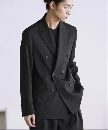 WYM HIGH TWIST PE 더블 수트 블랙 자켓