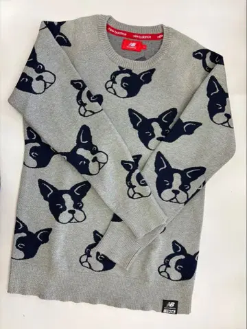 새상품급 New Balance 보스턴테리어 니트 스웨터 사이즈 1 그레이