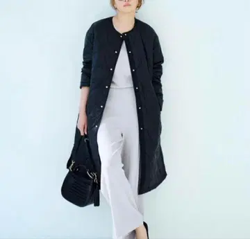 빅 사이즈! 자유구/44/퀼트 충전솜 코트 /블랙/최근