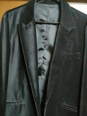 블랙 벨로아 자켓 1개 버튼 L