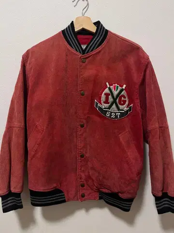 IGUREGU 이글레그 일본제 빨간색 스웨이드풍 바시티 자켓 자수