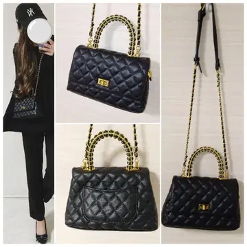 퀼팅 숄더백 블랙