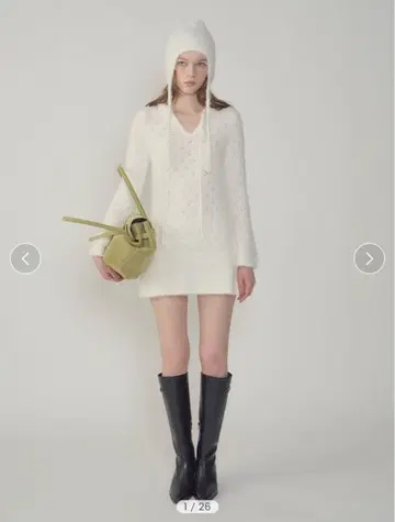 [ Lilybrown ] 완판템/페더 크로셰 니트 미니 원피스