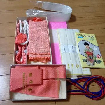 일본 정통의상 소품 세트 오렌지 핑크