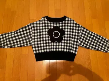 MARY QUANT 체크 무늬 크롭 니트