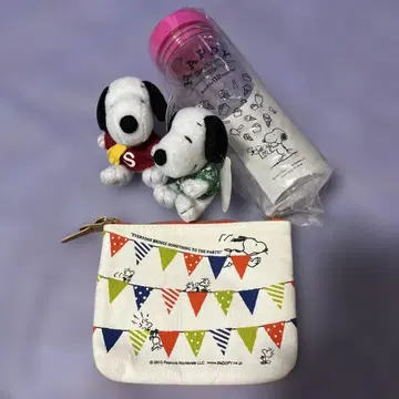 스누피 봉제 인형 파우치 보틀 세트