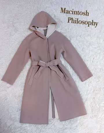 새상품급 매킨토시 후드 부착 코트 핑크 36 S