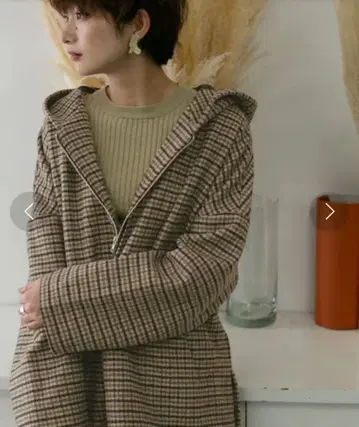 URBAN RESEARCH KBF 후드 부착 체크 벨트 코트 F 사이즈