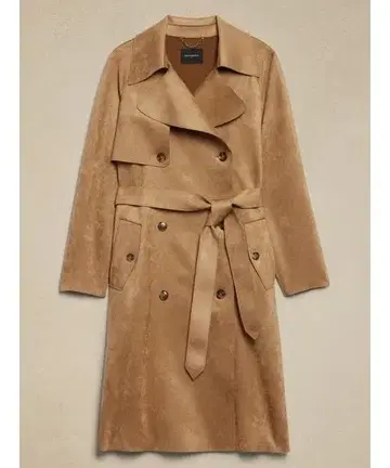 미사용품 BANANA REPUBLIC 비건 스웨이드 트렌치코트 S