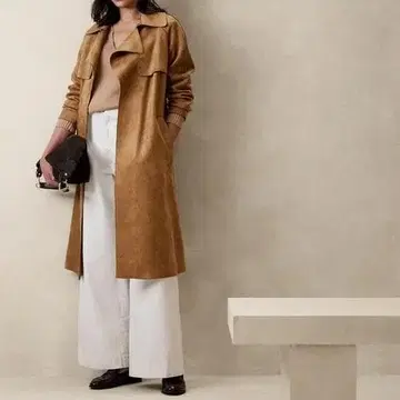 미사용품 BANANA REPUBLIC 비건 스웨이드 트렌치코트 S