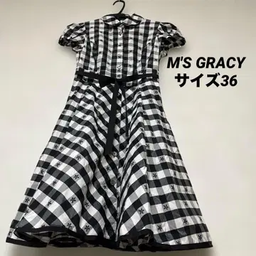 엠즈 그레이시 M'S GRACY 체크 무늬 반팔 원피스 사이즈 36