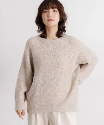 5 게이지 울 믹스 부클 니트