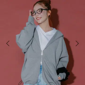 JEANASIS 더블 ZIP 리본 후드티