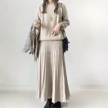 니트 스웨터 롱 스커트 셋업 성숙 큐트 깔끔한