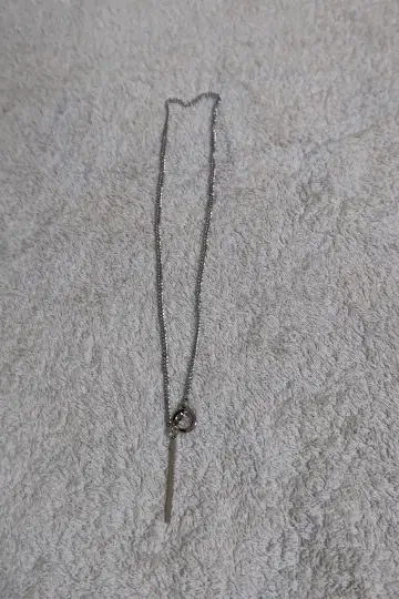 실버 롱 목걸이 스틱 펜던트