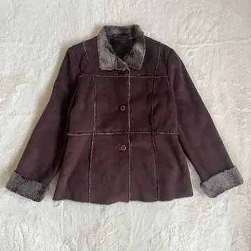 페이크 무스탕 자켓 보아 옷깃 브라운 럭셔리 보아 코트