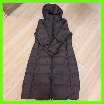 후드 부착 다크 브라운 롱 다운 자켓