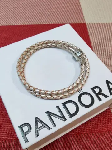 PANDORA 뜨개질 가죽 팔찌