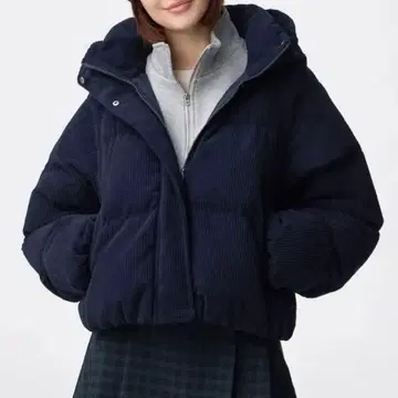 GU 웜 패디드 코듀로이 블루종