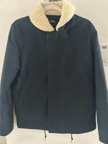 A.P.C. 네이비 보아 옷깃 자켓 S
