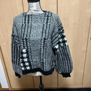 ANELALUX MIX 체크 자카드 니트 풀오버 15호