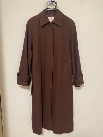 브라운 롱 코트 울 혼방