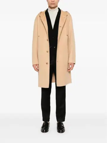 LARDINI FOODED COAT 울 비버 후디드 코트