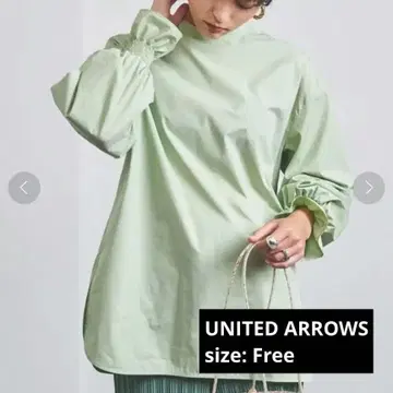 [ UNITED ARROWS ] UWMF 셔링 미니 하이넥 블라우스