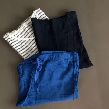 우치노 사이즈 XL 마쉬멜로우 거즈 남성용 셔츠 2점 쿼터 팬츠 1점