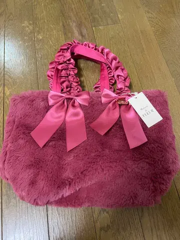 최종 가격! 택 포함 메종 드 플뢰르 퍼 리본 레이스 핸들 토트백