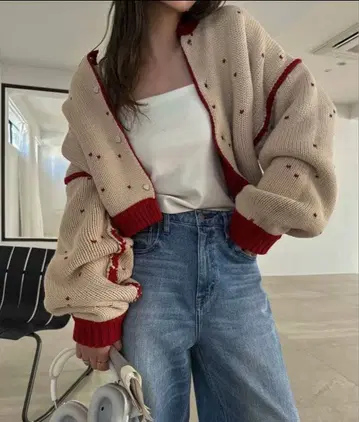 willfully 하트 도트 리버서블 가디건 레드