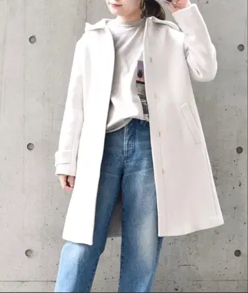 SHIPS 2WAY 후드 코트 내추럴 화이트