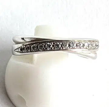 플라티나 100 코팅 큐빅 실버 반지 미사용 새상품