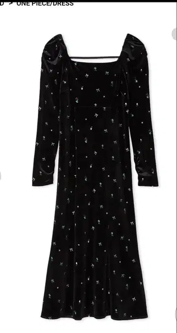 기간 한정 미사용 새상품 FRAY I.D 벨로아 내로우 원피스 블랙