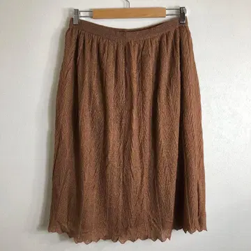 4 빈티지 스커트 종아리 기장 허리밴딩 내추럴 브라운