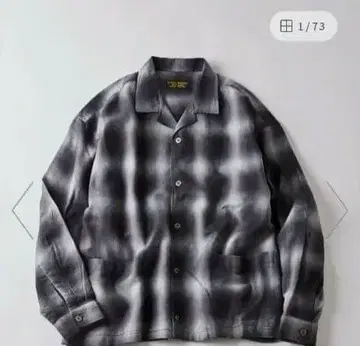 블랙/그레이 체크 긴팔 플란넬 셔츠 옴브레 셔츠 L 사이즈