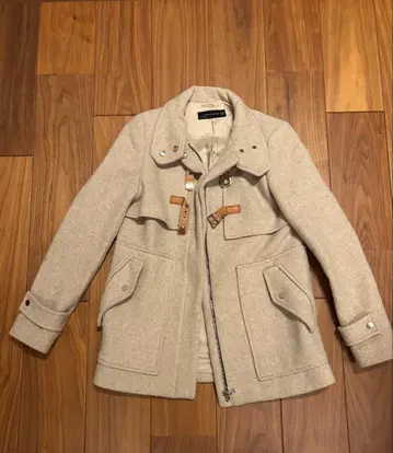 베이지 더플 코트 울 혼방