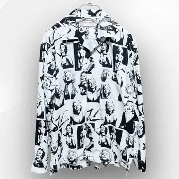 TEMPTATION 올 패턴 오픈 카라 셔츠 마릴린 몬로 긴팔 셔츠 M