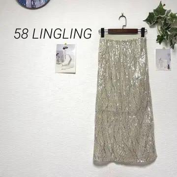 10850 58 LINGLING 스팽글 롱 스커트 허리밴딩