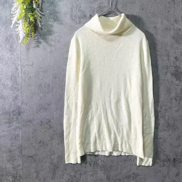 오페크 도트 클립 긴팔 니트 터틀넥 리브 심플 출퇴근 M