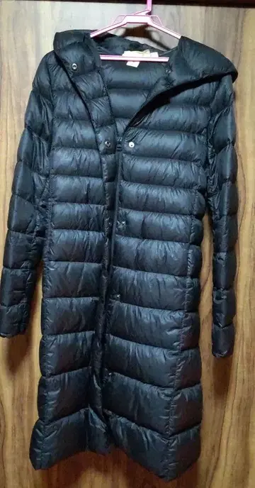 H & M 블랙 다운 롱 코트