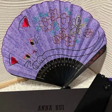 완판템 ANNA SUI 안나수이 부채 팬도르캣 퍼플 고양이