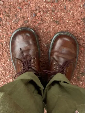 브라운 가죽 신발 통굽 23