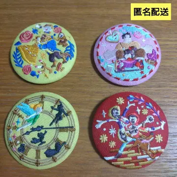 디즈니 캐릭터 자수 캔뱃지 4개 세트