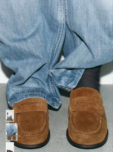 [ ZARA ] 스플릿 스웨이드 페니 스트랩 로퍼 36