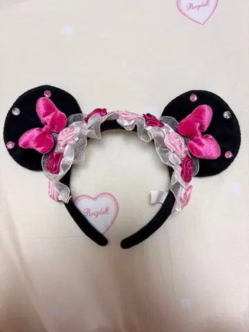 미니 머리띠 장미 리본