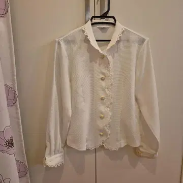 PRIMARY 레이스 포함 화이트 셔츠 긴팔