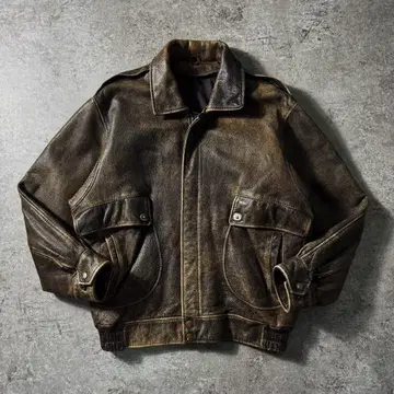 [ 90s ] G-1 A-2 플라이트 가죽 자켓 무스탕 옷깃 보아