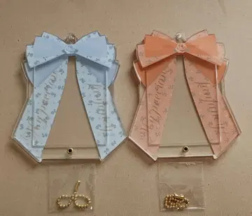 후쿠야 아크릴 프레임 리본 플라워/스카이블루 라이트 블루, 오렌지