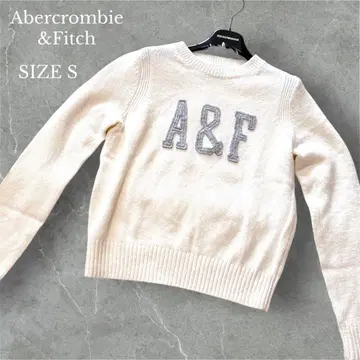 아바크롬비&피치 니트 크루넥 스웨터 로고 아이보리 S